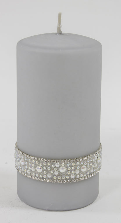 Lumânare neagră cu pietre 14x8x8 cm – decor modern