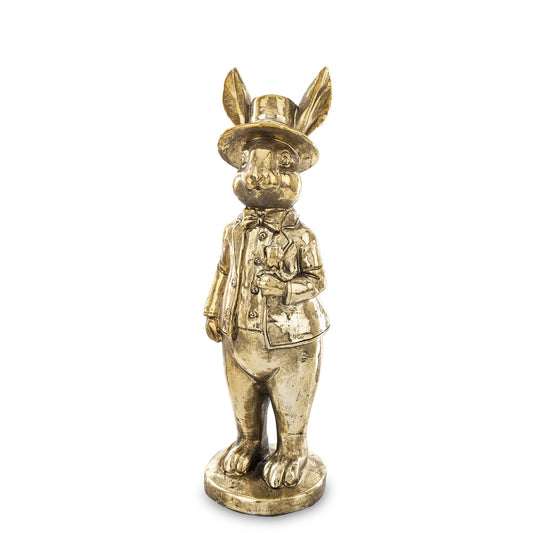 Figurina iepure antichizat mare 39x14x12 cm, decor interior elegant, mentha - flori, cadouri și decorațiuni