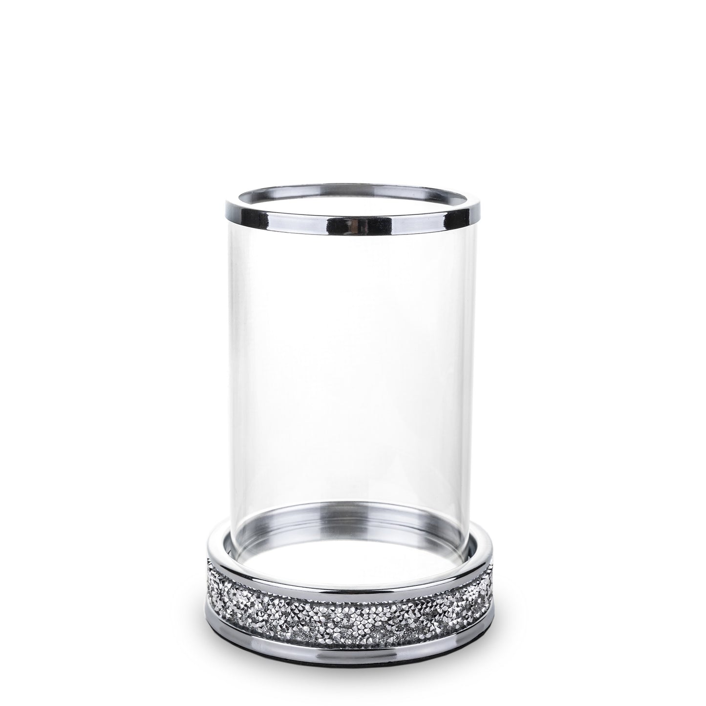 Sfeșnic argintiu cu pietre 17x12x12 cm, decor elegant și cadou rafinat