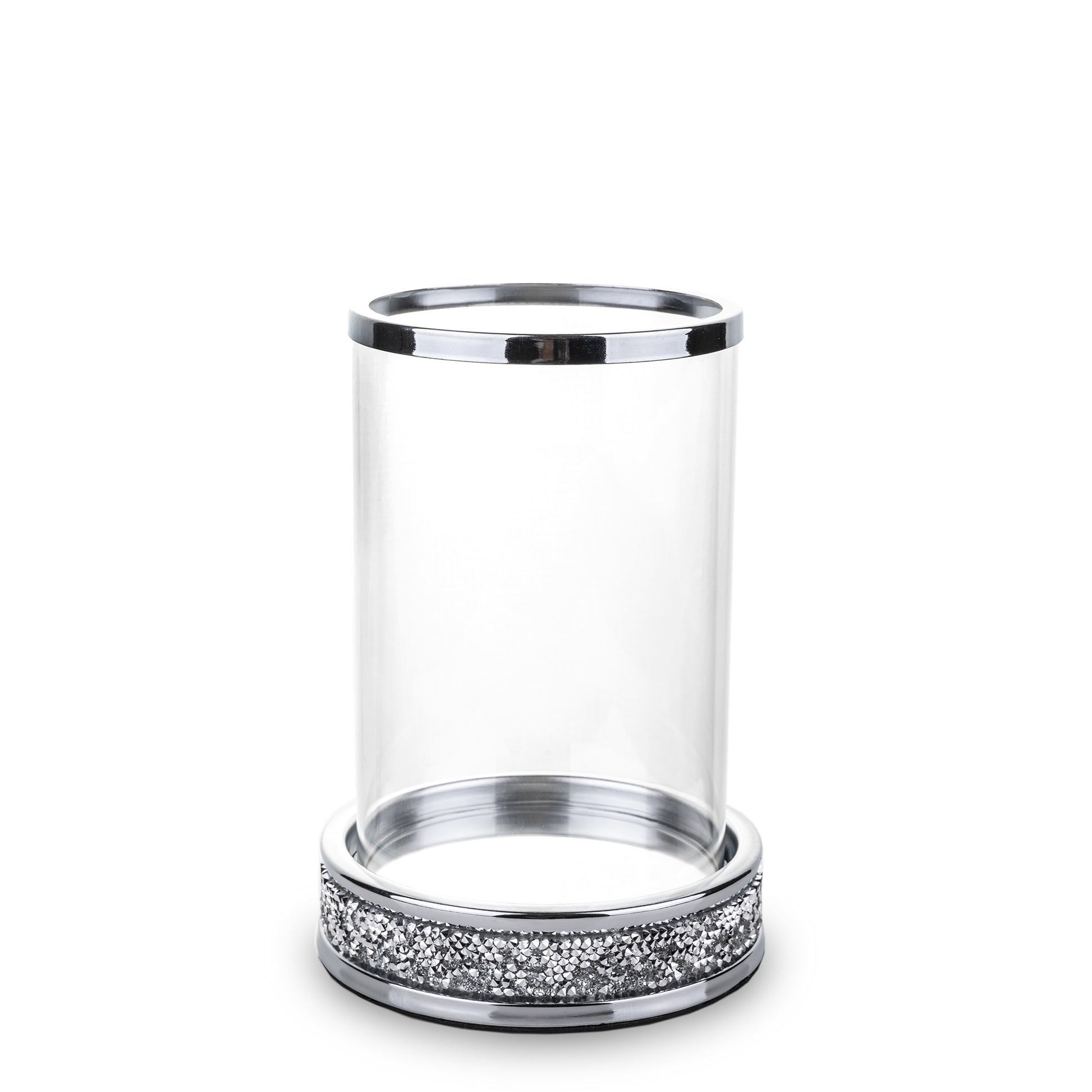 Sfeșnic argintiu cu pietre 17x12x12 cm, decor elegant și cadou rafinat