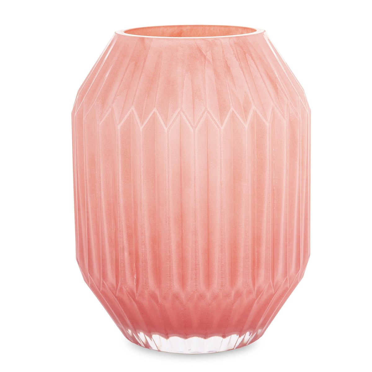 Vază decorativă din sticlă roz, ideală pentru interioare feminine, elegante și luminoase. Este perfectă pentru flori delicate sau decor romantic contemporan. Adaugă un accent subtil și rafinat în living, dormitor sau birou.