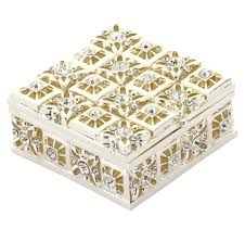 Cutie bijuterii mică din alamă cu pietre 5,5×5,5×2,5 cm, suport elegant pentru inele și cercei, cadou decorativ