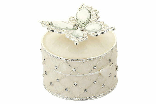 Cutie bijuterii fluture din alamă cu pietre 6x7x9,2 cm, suport elegant pentru bijuterii și cadou decorativ